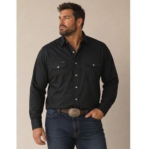 Poncho Outdoors Charro Tuff Thread Mens Black Western Pearl Snap Vented Shirt 3X
